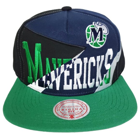 Dallas Mavs Mitchell & Ness NBA Snapback Hat Navy Blue Green Black White Cap NWT